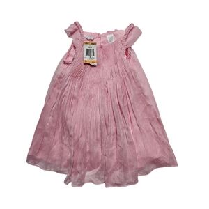 NWT First Impression Baby Girl Pink Dress & Diaper Cover Soft Pleated Sheer 12M